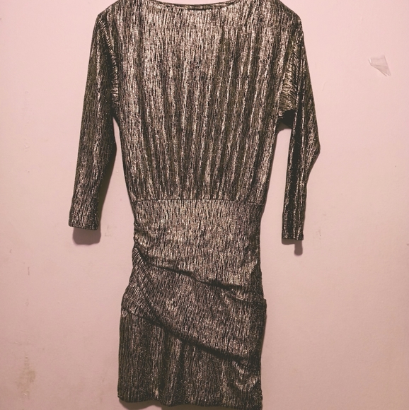 NWOT Maje Metallic Formal Holiday Silver Bodycon Mini Dress, Size Small - Picture 2 of 4